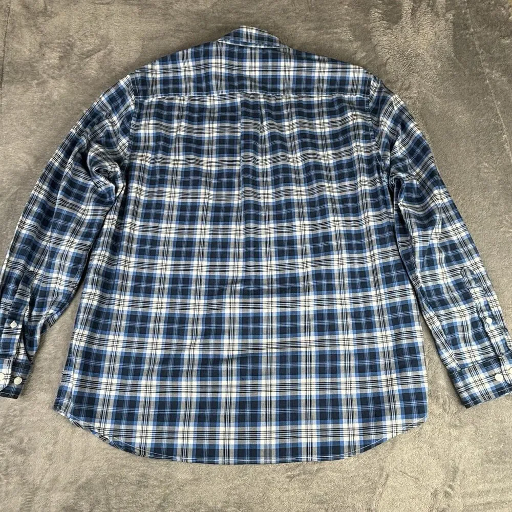 LL Bean Shirt Mens L Blue Plaid Traditional Fit Long Sleeve 500508 Crisp‎ Cotton